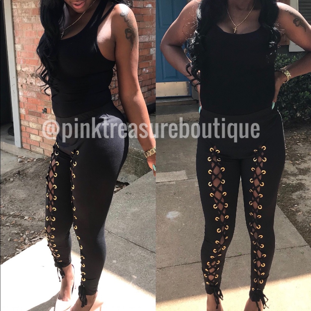 Black front Tie pants